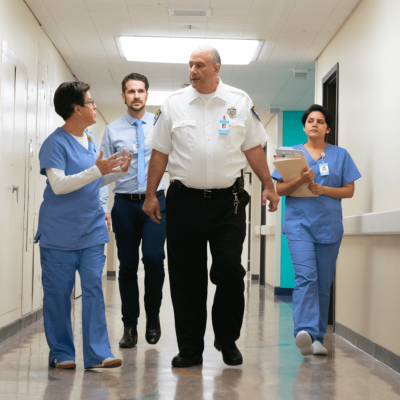 Hospital staff in hallway | Commure at ASHRM 2023